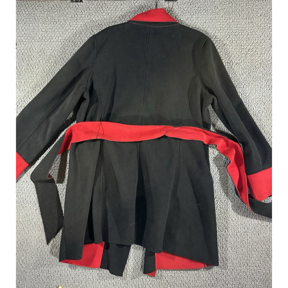 Susan Graver Weekender Super Soft Fleece Jacket Coat Black Red Overcoat / Medium - Picture 10 of 10